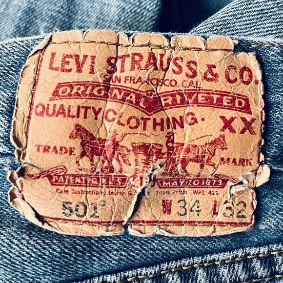 Levi’s Original Fit Straight Leg Button Fly Jeans Blue Size 34x32 - Picture 5 of 6